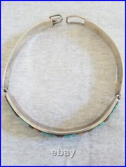 Vintage Sterling Native American Cobblestone Inlay Necklace