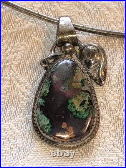 Vintage Sterling Silver Native American Turquoise Necklace And Earring Set