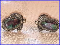 Vintage Sterling Silver Native American Turquoise Necklace And Earring Set