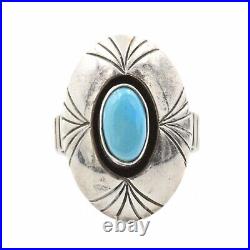 Vintage Sterling Silver Navajo Turquoise Classic Beautiful Ring Sz 7