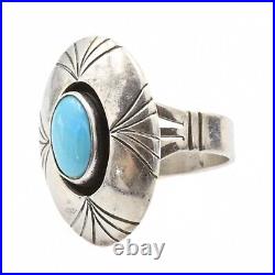 Vintage Sterling Silver Navajo Turquoise Classic Beautiful Ring Sz 7