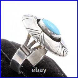 Vintage Sterling Silver Navajo Turquoise Classic Beautiful Ring Sz 7