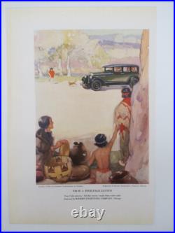 Vintage Studebaker Car Native American Indian Advertising Color Print 1927