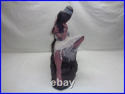 Vtg Ceramic Native American Indian Man Maiden Woman Rock Sitting Southwest Decor