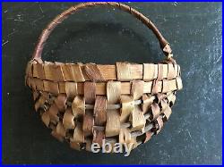 Vtg Cherokee Hemlock Bark Wilson Reed Wall Basket With Tag Native American