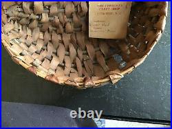 Vtg Cherokee Hemlock Bark Wilson Reed Wall Basket With Tag Native American