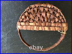 Vtg Cherokee Hemlock Bark Wilson Reed Wall Basket With Tag Native American