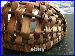 Vtg Cherokee Hemlock Bark Wilson Reed Wall Basket With Tag Native American