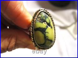 Vtg Native American Sterling Carico Lake Monster Ring Lots Of Character