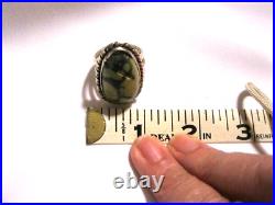 Vtg Native American Sterling Carico Lake Monster Ring Lots Of Character