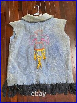 Vtg Wool Native American Southwest INDIAN PONCHO Vest Shirt Pullover Handmade