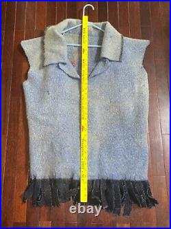 Vtg Wool Native American Southwest INDIAN PONCHO Vest Shirt Pullover Handmade