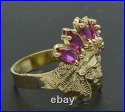 Woman's 10K Solid Yellow Gold Native American Indian red CZ ring ALLSizes