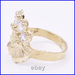 Women's Native American Indian All White CZ Solid 10K Yellow Gold