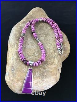 Womens Navajo Indian Purple Sugilite Sterling Silver Necklace Pendant 17 10008
