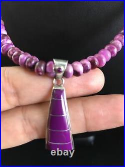 Womens Navajo Indian Purple Sugilite Sterling Silver Necklace Pendant 17 10008