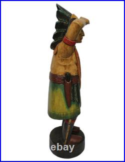 Wooden Look Out Cigar Indian Chief Warrior Western 3' Statue Native American