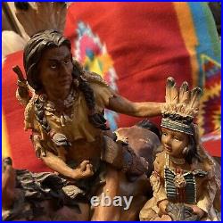 Xl-vintage Dmb Collection Native American Indian Chief/son On Horse Back Statue