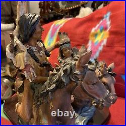 Xl-vintage Dmb Collection Native American Indian Chief/son On Horse Back Statue