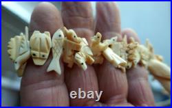 Zuni Fetish Necklace Spirit Animals Hand Carved Bone Animals Center Bear