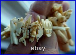 Zuni Fetish Necklace Spirit Animals Hand Carved Bone Animals Center Bear