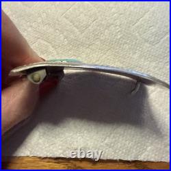 Zuni MIKE SIMPLICIO BELT BUCKLE Sterling Silver leaf and 2 Turquoise stones