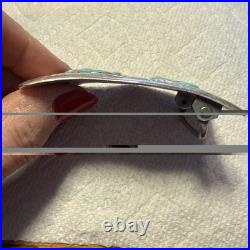 Zuni MIKE SIMPLICIO BELT BUCKLE Sterling Silver leaf and 2 Turquoise stones