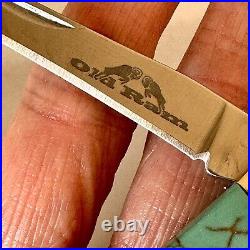 Zuni Turquoise Folding Pocket Knife 3.5 3Blade Southwest Inlay Handmade Old Ram