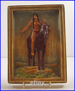 -antique Native American Chalk Plaque Appeal To Great Spirit Folk Art Americana
